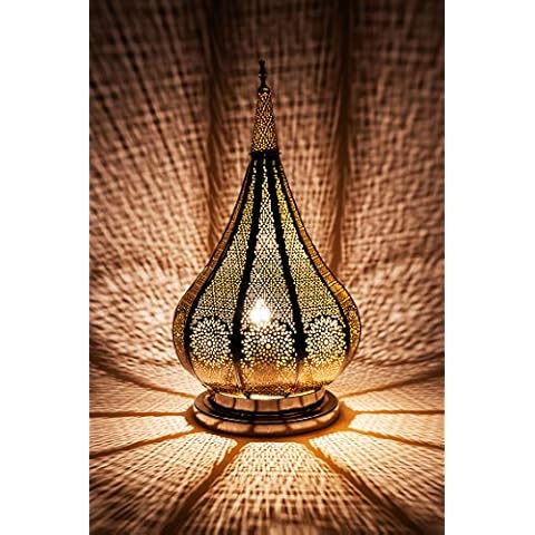 Lámpara de mesa oriental Kais Plateado 38cm de metal -Marruecos Decorativo Cover