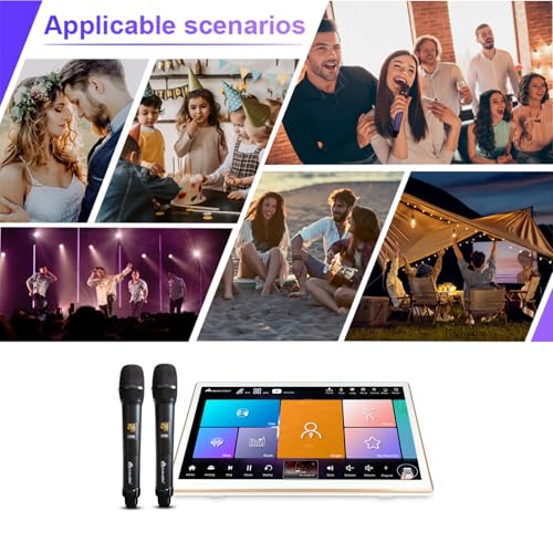 Image of inandonkod New Chinese Karaoke Player 18.5 inch All in one Player LED capacitive Touch Screen Professional Wireless Microphone with Effect Cloud Update Download Song Home Party Karaoke Playback