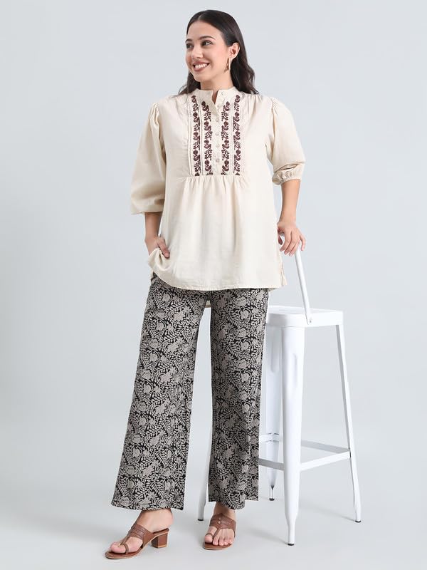 Image of GO COLORS Soft Viscose Printed Palazzo Full Length for Women| Breathable, Mid Rise
