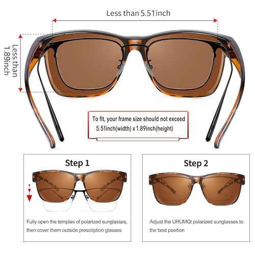 Image of URUMQI Polarized Sunglasses Fit Over Glasses for Men Women, Oversized Square Sun Glasses UV400 Protection