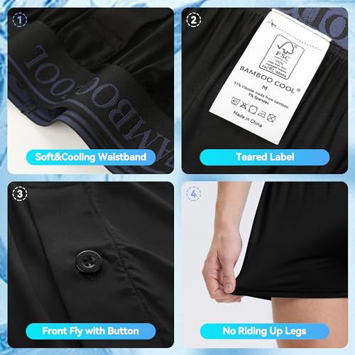 Bamboo Cool Men'S Boxer Shorts Underwear Upgraded 360° Cooling Breathable Boxer Lounge Loose Stretch Short 3 Pack(Medium) thumb #4