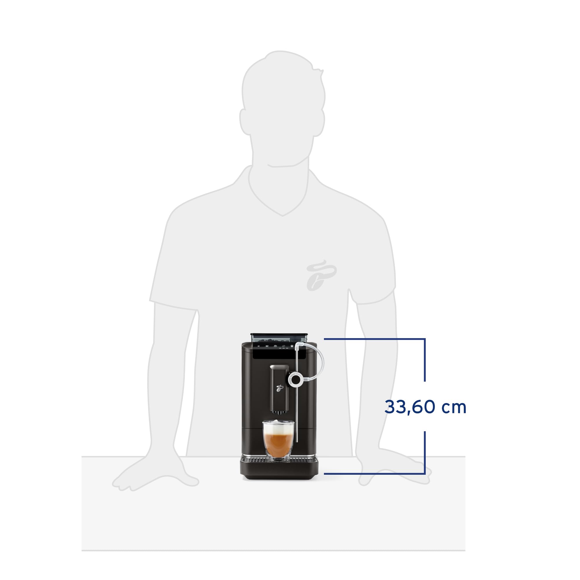 Tchibo Kaffeevollautomat Esperto2 Milk mit One-Touch Milchfunktion und 2-Tassen-Funktion für Espresso, Caffè Crema, Capuccino und Milchschaum, Granite Black