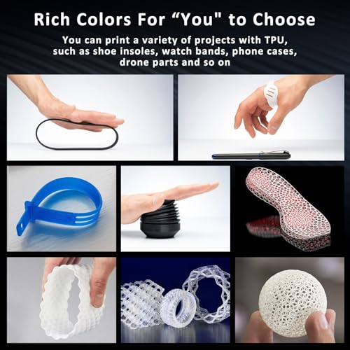Image of TPU 95A Filament 1.75mm, Soft 95A Flexible 3D Printer Filament, 1KG Spool (2.2 lbs), Dimensional Accuracy + /- 0.02 mm, Vacuum Sealed, Excellent Layer Adhesion, Fits Most FDM Printers (TPU White)