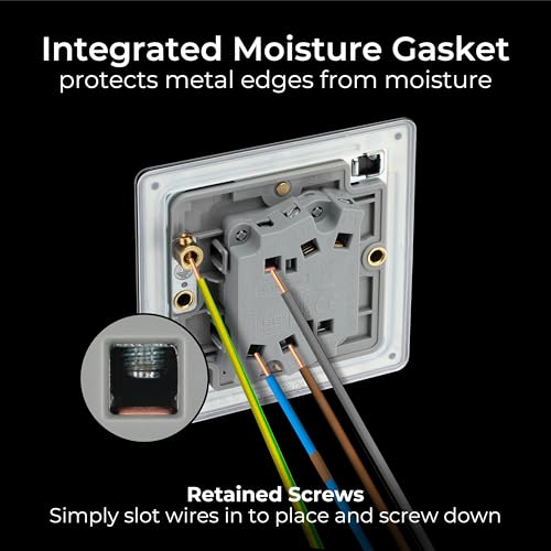 BG Electrical Double Wall Light Switch, 2 Way, Screwless Front Plate, Slim Profile, Premium Flatplate, Matt Black, 20A, 16AX, FFB42