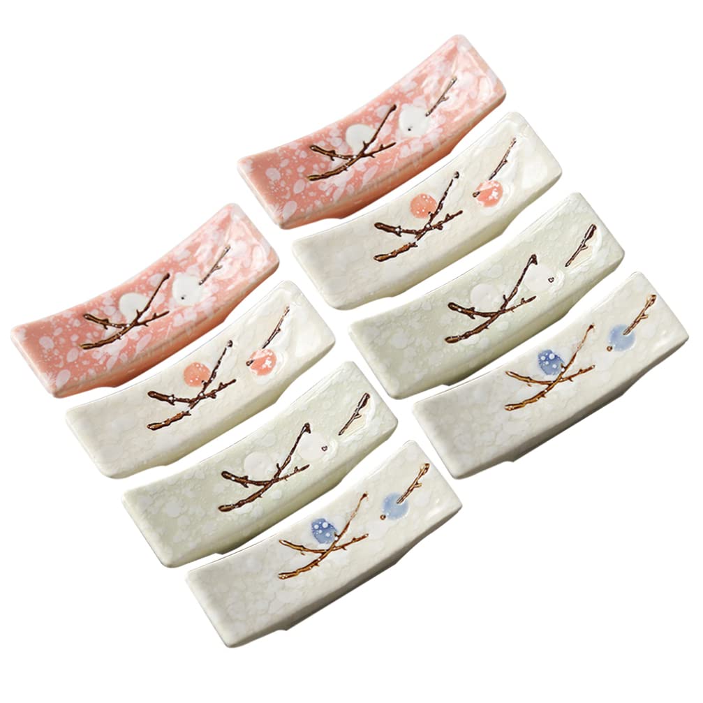 MRKU Chopstick Rest Chopsticks Holders Restaurant 8PCS Rack Ceramic Stand For Forks Spoons Decor Gift