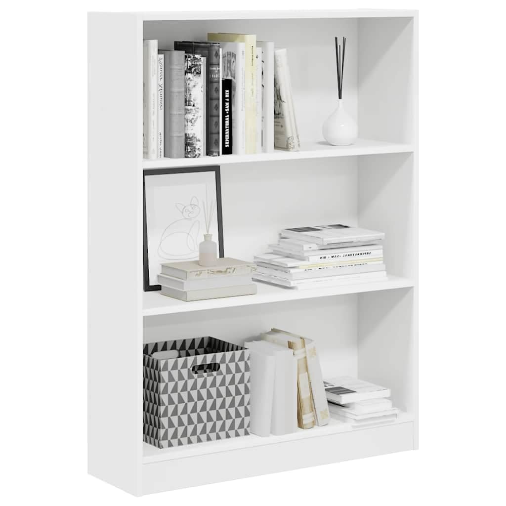 Regał na książki, biały, 80 x 24 x 109 cm, materiał drewnopochodny, regał stojący z otwartymi półkami, uniwersalny organizer na książki, DVD, dekoracje, półki do przechowywania do salonu