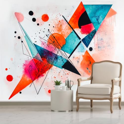 Papier Peint Intissé Géométrique Orange 200x140 cm - 4