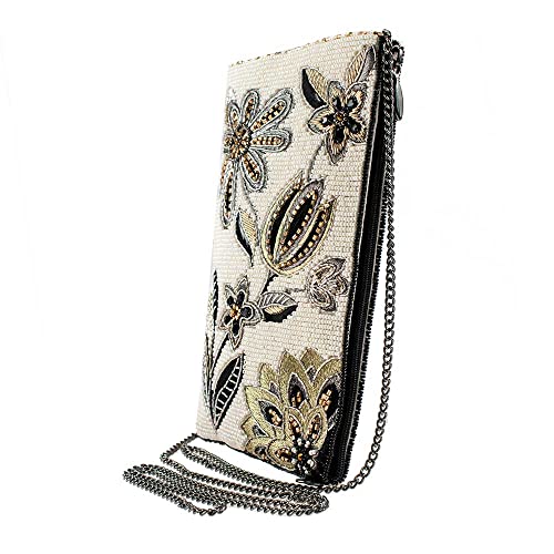Mary Frances Breezy Beaded Crossbody Cell Phone Bag with Floral Design, Ivory4