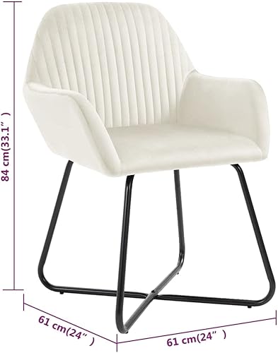 Miniatura 2 de Dining Chair Set of 2 Cream Velvet Upholstered Chairs with Sturdy Steel Frame and Ergonomic Design for Dining Room Kitchen and Living Room