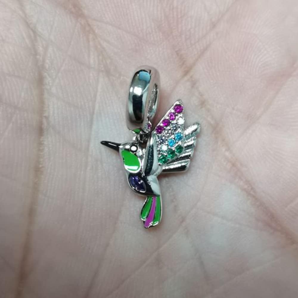 Colourful Hummingbird Dangle Charm Fit Women Bracelet Necklaces Fashion Gifts 925 Sterling Silver DIY Jewelry - Image 4