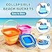 Dreamon Beach Toys for Kids 3-10, Collapsible Sand Castle Toys for Beach Include 3 Pack Foldable Buckets, Shovels Molds and Storage Mesh Bag, Sandbox Travel Toy for Toddlers Kids