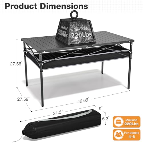 RELAX FIELD Folding Camping Table, Aluminum Roll-up Table with Storage Net and Carrying Bag, Outdoor Lightweight Camp Table for Picnic, Camping, Beach,Backyard, BBQ, Party, Patio by RELAX FIELD - Image 2