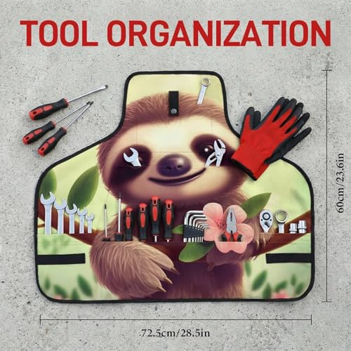 Cute Sloth Delantal con 8 Bolsillos Ajustable para Hombre miniatura 2