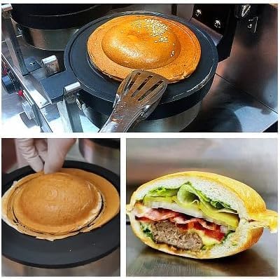 110V Commercial Home Burger Maker Machine 1300W Electric Hamburger Sandwich Waffle Maker 180° Rotating with Non-stick Baking Tray Machine