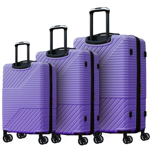 Durable 3-Piece Hardshell Luggage Set with 8 Silent Wheels and Lock - Lightweight Travel Suitcase (20'', 24'', 28'')