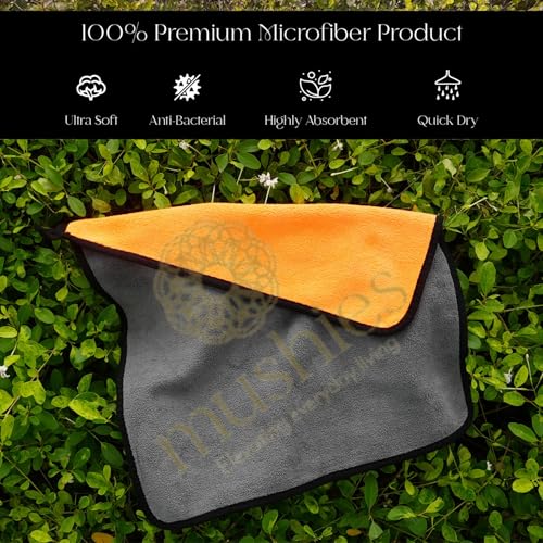 Image of MUSHIES Microfiber 800 GSM Cloth (Multicolor, 40x40 cm, Pack of 1) Double Layered Highly Absorbent Heavy Plush Microfibre Towel Cloth for Car Cleaning, Washing, Drying, Polishing & Detailing