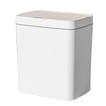 Automatic Trash Can with Lid,15/18L Touch Free Plastics Kitchen Smart Garbage Can,Larger Capacity Electric Narrow Trash Can,Waste Bin for Bedroom Bathroom Kitchen Office White,18L