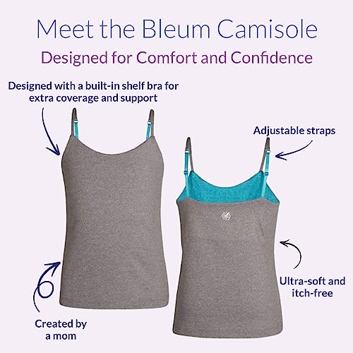 Bleum Camisole Girls Undershirt Tank Top - Ultra-Soft Cami Top - Tank Top with Built-in Shelf Bra & Adjustable Straps3