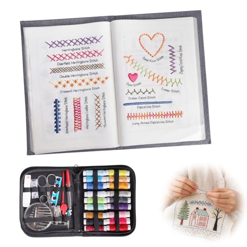 Livre de point de broderie kit complet d'outils en lin haute densité pour débutants
