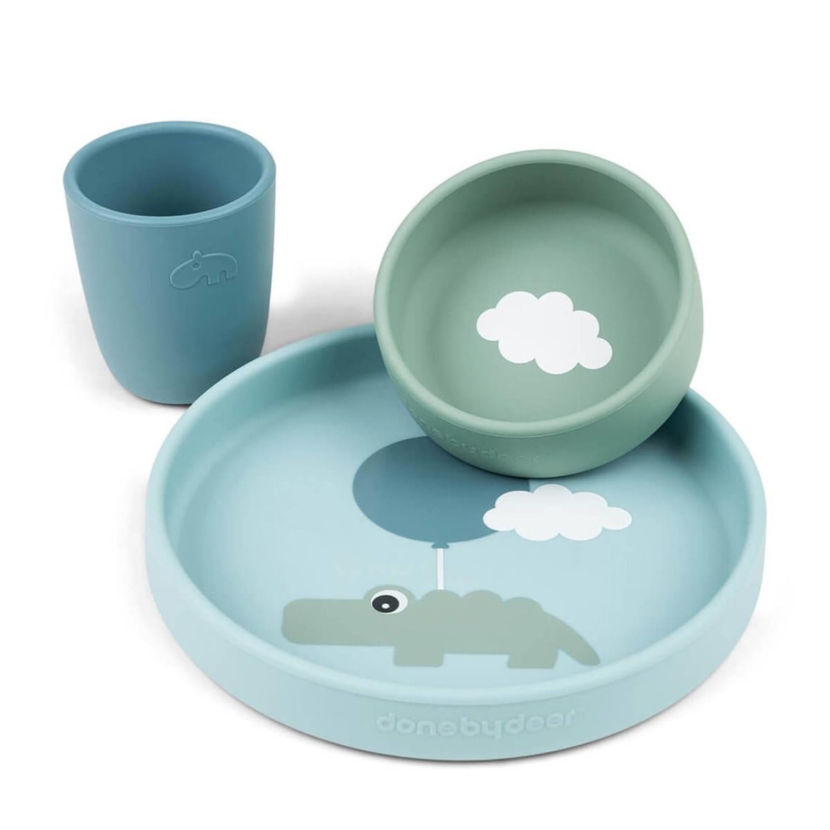 Done By Deer Siliconen Dinerset Happy Clouds Blauw - 4
