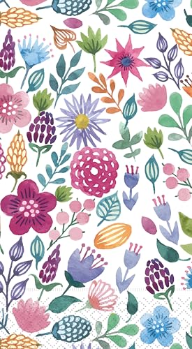 IHR Ideal Home Range Dinner Napkins Disposable 3-Ply Paper Hand Towels, 8.5" x 4.5", Spring Medley, 16-Count