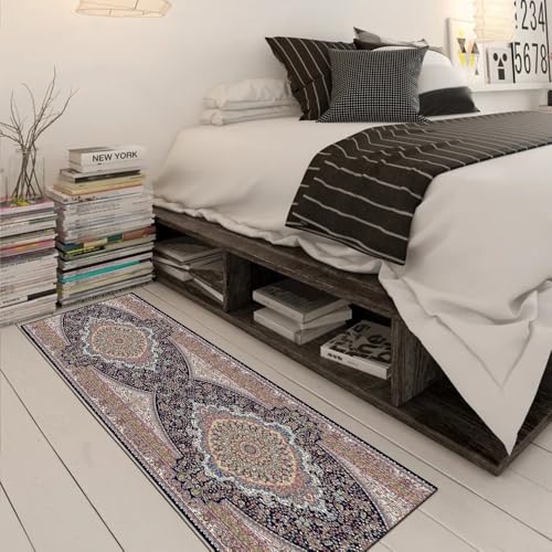 Alfombra morada larga para pasillo y dormitorio estilo vintage 3