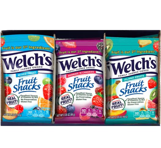 Bandeja de aperitivos de frutas Welchs  frutas mixtas, bayas y cerezas, frutas de la isla  20 unidades