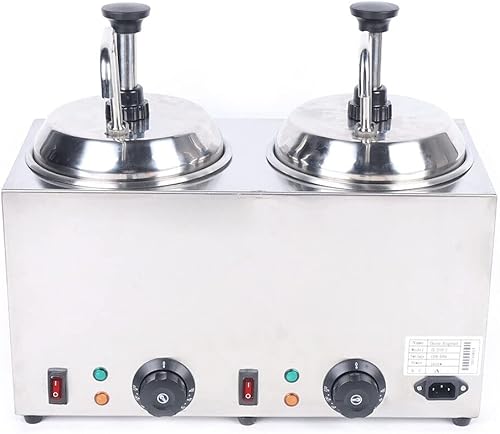 Miniatura 2 de Calentador dispensador de queso Nacho, 2 dispensadores dobles de 2.1 cuartos de galón, dispensador eléctrico comercial de salsa de queso de 1600 W,
