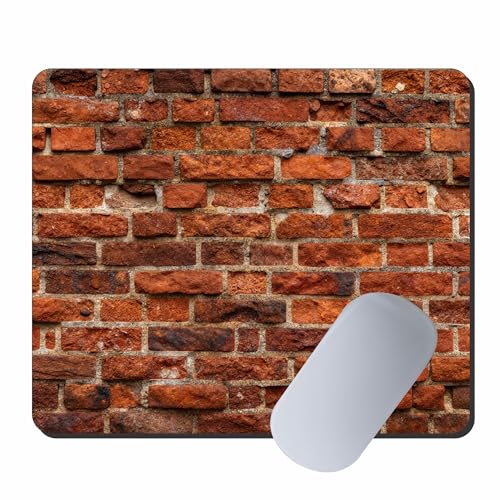 Image of My Print Shop Brick Wall Texture Mouse Pad 9 x 7.5 Inch (23 x 19 cm) | Realistic Rustic Brick Pattern Design | Non-Slip Rubber Base | Smooth Surface | 3mm Thick Mouse Pad for Office, Home & Gaming