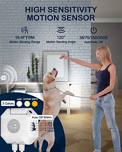 Maticod Under Cabinet Lights, 3 Colors Motion Sensor Light Indoor Under Cabinet Lighting With Warm White Cold White Daylight, Under Counter Lights For Kitchen Led Closet Lights #TOP5