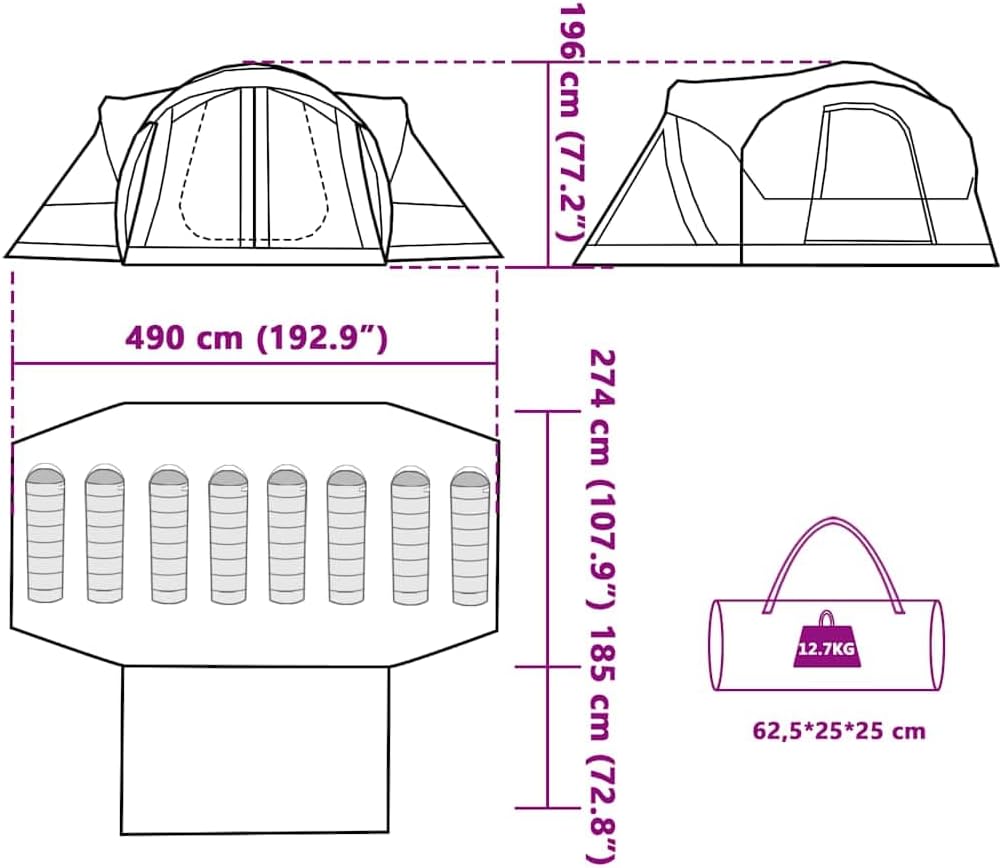 vidaXL Family Tent with front entrance open
