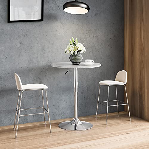 Yaheetech Round Pub Table Height Adjustable With 360 Swivel Mdf Tabletop For Dining Bistro Cafe Home Bar, Grey #TOP1