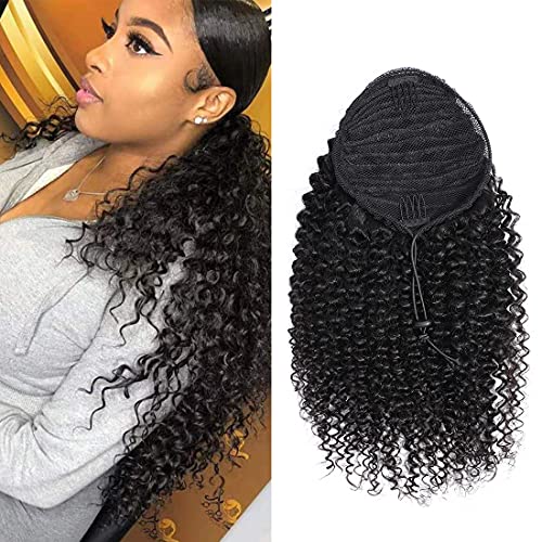 Curly Human Hair Ponytail with Wrap Drawstring 3C Brazilian Hair