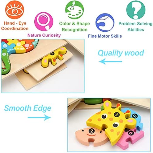 Wooden Puzzles for Toddlers 1-3 | Montessori Toys for Toddlers 2 Years Old | Puzzles for Kids 3-5 | Puzzles for Kids 4-8 Years Old | 4-Pack Toddler Puzzle Toddler Toys 6 51W2p231OBL. AC