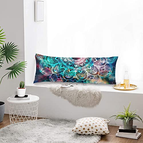 Galaxy Mandala Body Pillow Cover Retro Floral Mandalas Bohemian Compass Medallion Tribal Bobo Long Pillow Case Protector With Zipper Decorative Soft Large Pillow Cases Covers Cushoned For Bed 20"X54" #TOP3