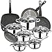 Batteria da cucina 12 pezzi SAN IGNACIO Cassel, acciaio inossidabile, con set di padelle (20/24/28 cm) e grill 28x28 cm BERGNER Mercury in alluminio forgiato