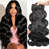 BaodanHair 12A Human Hair Bundles Body Wave Bundles Human Hair 100% Unprocessed Brazilian Virgin Hair Quick Weave Extensions Natural Black (Nature Black, Body-18 20 22, 3 Bundles)
