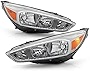 ACANII - For 2015-2018 Ford Focus Chrome Housing w/o Facotry LED DRL Halogen Headlights Headlamps Assembly Left+Right