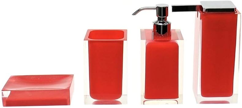 Gedy Rainbow Accessory Set Crafted of Thermoplastic Resins, Red