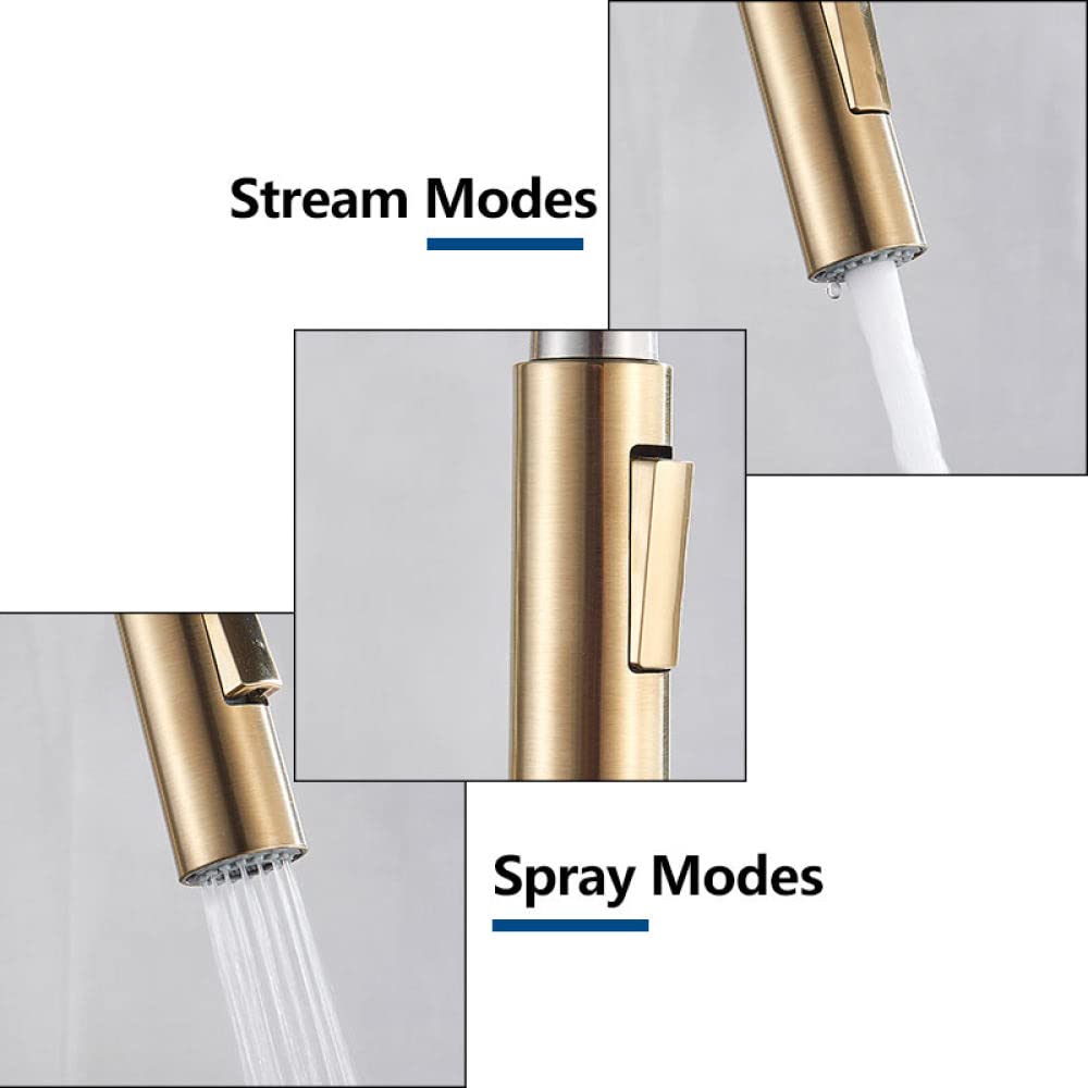 Grifo de cocina Mezclador de agua fría y caliente Grifo de grúa Fregadero de rotación de corriente Grifo de lavado para cocina extraíble, cromo, talla única