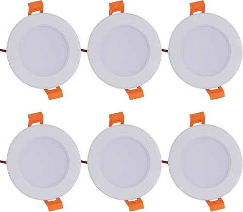 Lámpara de techo empotrable LED para barco RV de 12 V 3 W, luz de panel LED delgada de bajo voltaje, blanco frío, 6500 K, paquete de 6