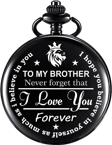 Image of Vintage Gandhi Style Pocket Watch with Engraved Designs & Messages Royal Black Analog for Men Women & Kids Includes Key Ring for car or Bike Keys Ideal Gift