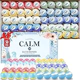 TranquilBliss Bath Bombs Set 50 PCS with 10 Rich Scents, Bath Bombs for Women, Natural Bubble Bombs with Shea Butter & Safe Oil, Ideal for Christmas, Birthday, Valentine's Day Mother's Day Present