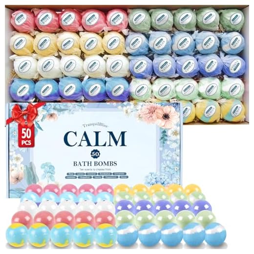TranquilBliss Bath Bombs Set 50 PCS with 10 Rich Scents, Bath Bombs for Women, Natural Bubble Bombs with Shea Butter & Safe Oil, Ideal for Valentine's Day, Christmas, Birthday, Mother's Day Present