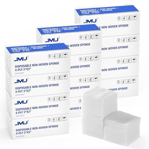 Image of JMU 2400 Gauze Pads 3x3, Sponge Non Woven 4-Ply Non Sterile Dental Pads | All Purpose Gauze
