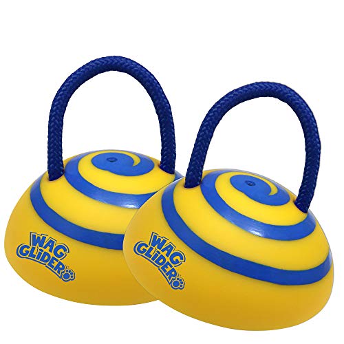 Wag Glider Deluxe 2 Pack â€“The Sliding Gliding Dog Toy That Keeps Your Dog Happy, Healthy & Safe! Comes with a Built in Squeaker & Rope Attached. Safe for Indoor Play, Great for Medium & Large Dogs