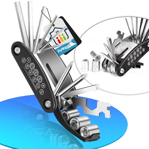 FlyWave Multiherramienta Bicicleta 16 en 1, Plegable Herramientas Bicicleta, Herramientas Bicicleta MTB, Multiherramienta MTB Adecuado para Bicicletas de Montaña, Bicicletas de Carretera E-Bikes