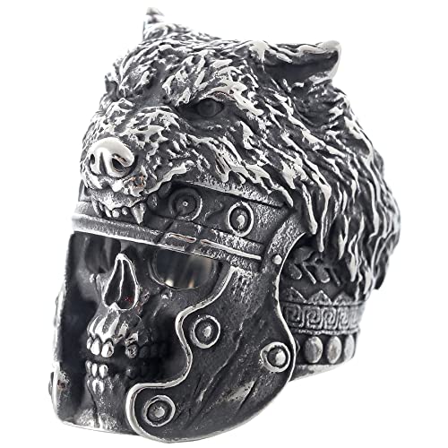 ZMY Home Nordic Viking Stainless Steel Skull Ring Helmet Beast Head Sculpture Gothic Men's Skull Fashion Jewelry (12)