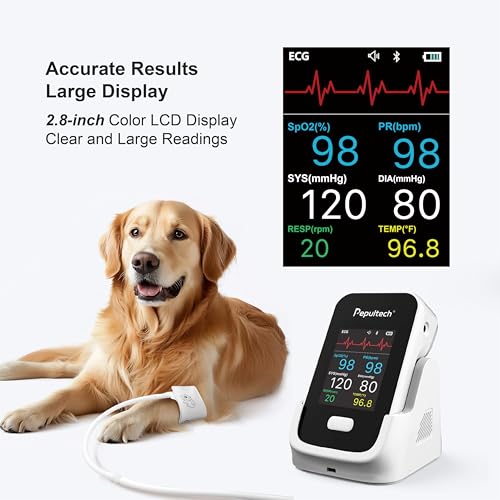 Image of 6 Parameters Veterinary Vital Signs Monitor,Bluetooth Veterinary Pulse Oximeter for Dogs, Rechargeable Blood Pressure Monitor for Pets,Oxygen Spo2 Monitoring Tools for Family Clinic Use