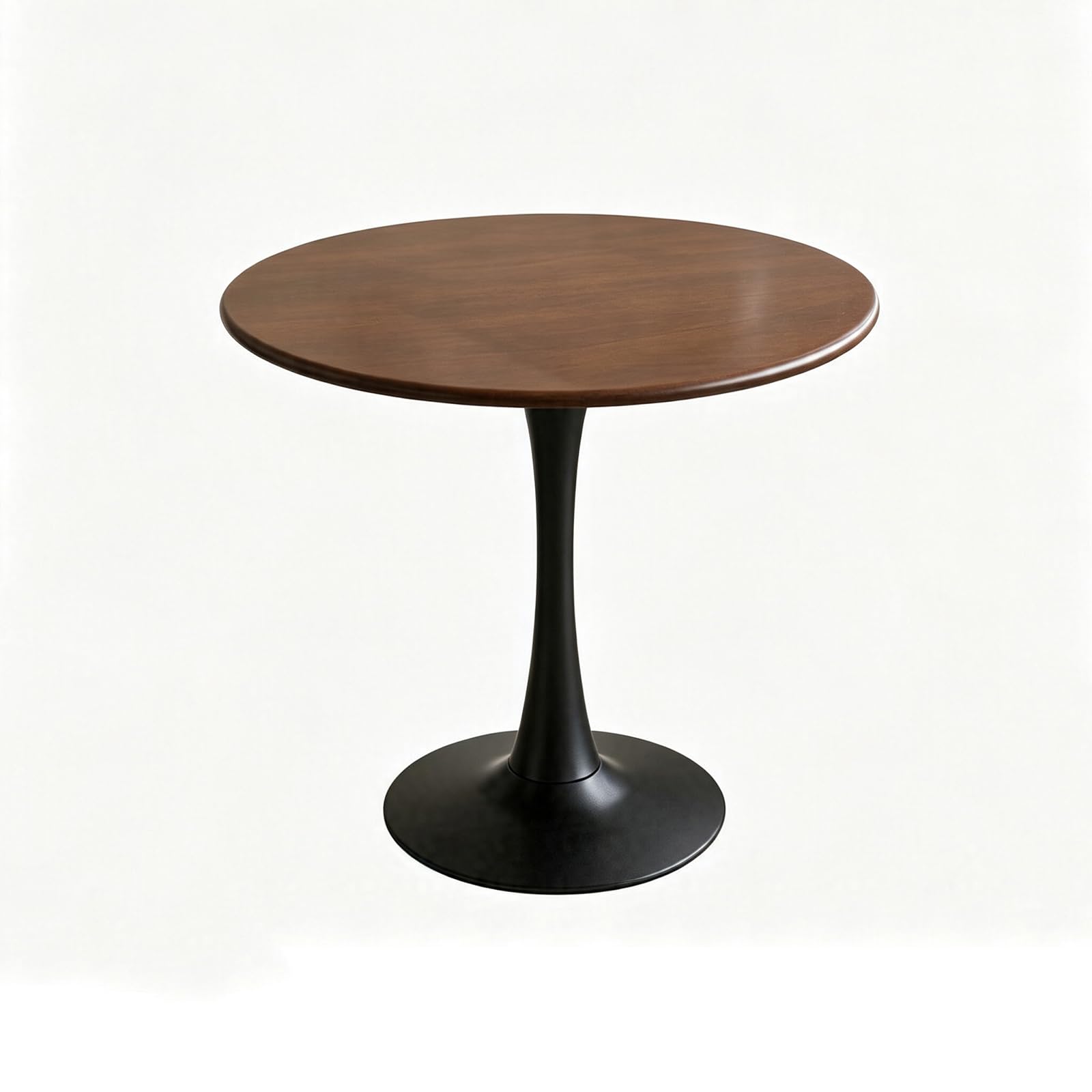 Walnut Round Dining Table, Mid Century Modern Pedestal，Small Kitchen